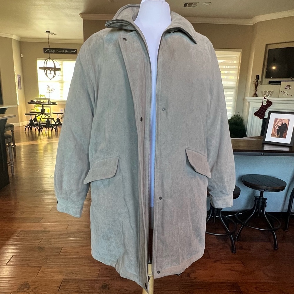 Bromley Sport Real Down Coat Women’s Medium Taupe Faux Suede Quilted Insulated - Picture 3 of 14